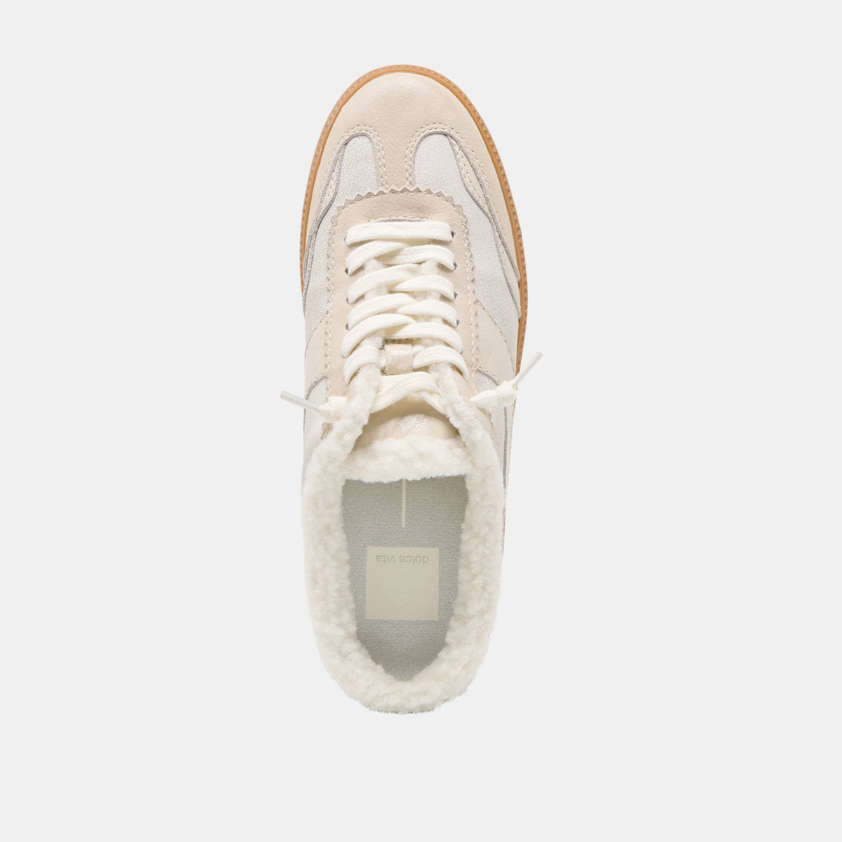 Notice Slide Plush Off White Crackled Leather Sneakers | Dolce Vita