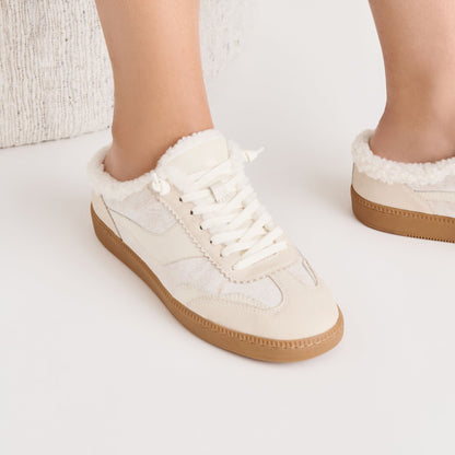 Notice Slide Plush Off White Crackled Leather Sneakers | Dolce Vita