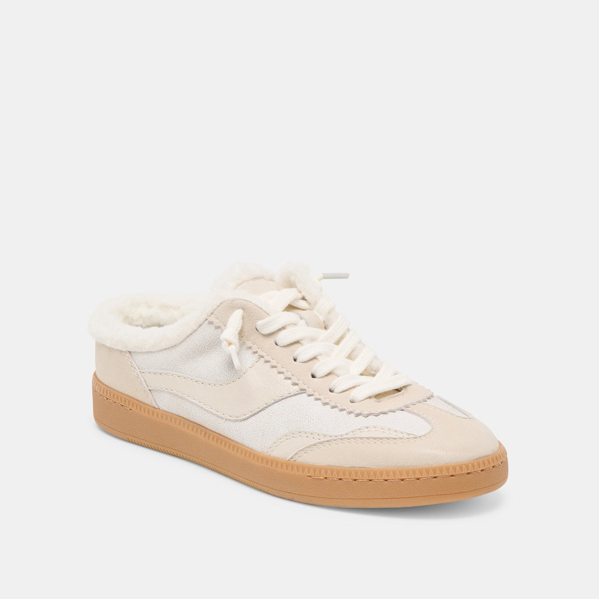 Notice Slide Plush Off White Crackled Leather Sneakers | Dolce Vita
