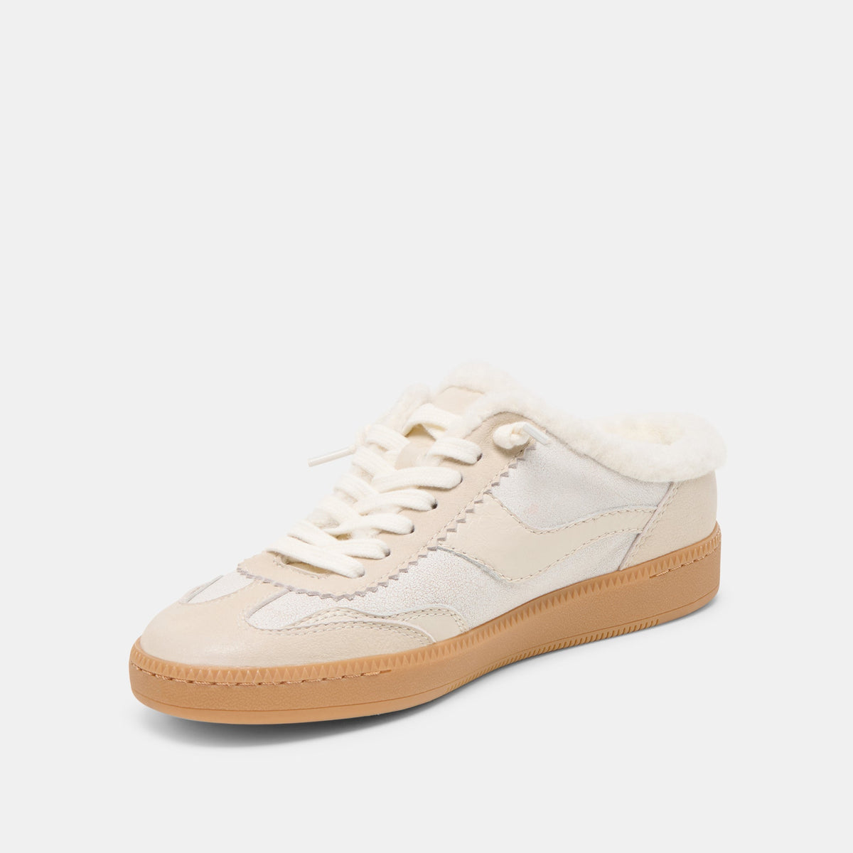 Notice Slide Plush Off White Crackled Leather Sneakers | Dolce Vita