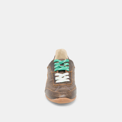 Laini Brown Distressed Leather Sneakers | Dolce Vita