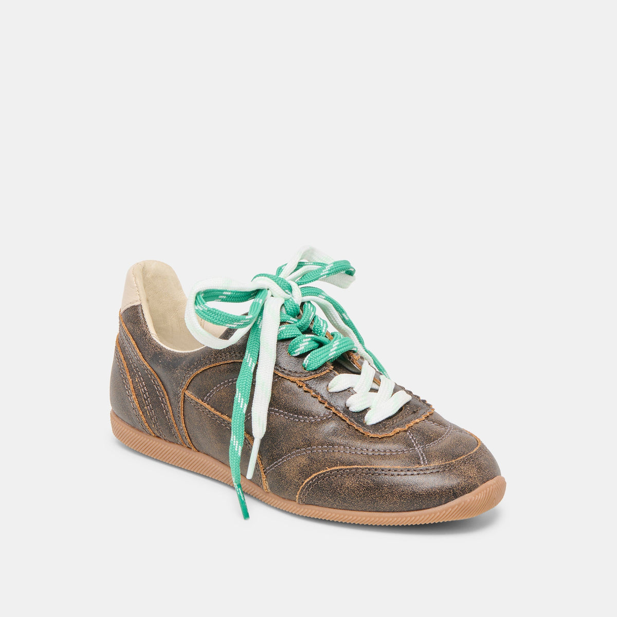 Laini Brown Distressed Leather Sneakers | Dolce Vita