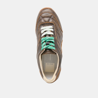 Laini Brown Distressed Leather Sneakers | Dolce Vita