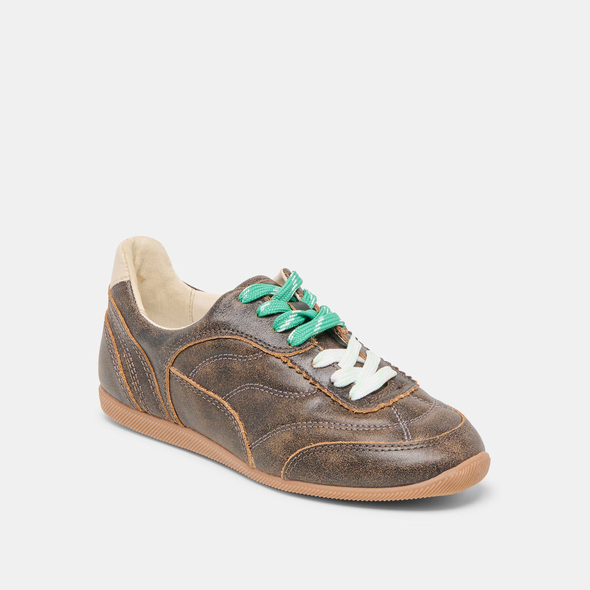 Laini Brown Distressed Leather Sneakers | Dolce Vita