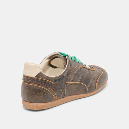 Laini Brown Distressed Leather Sneakers | Dolce Vita