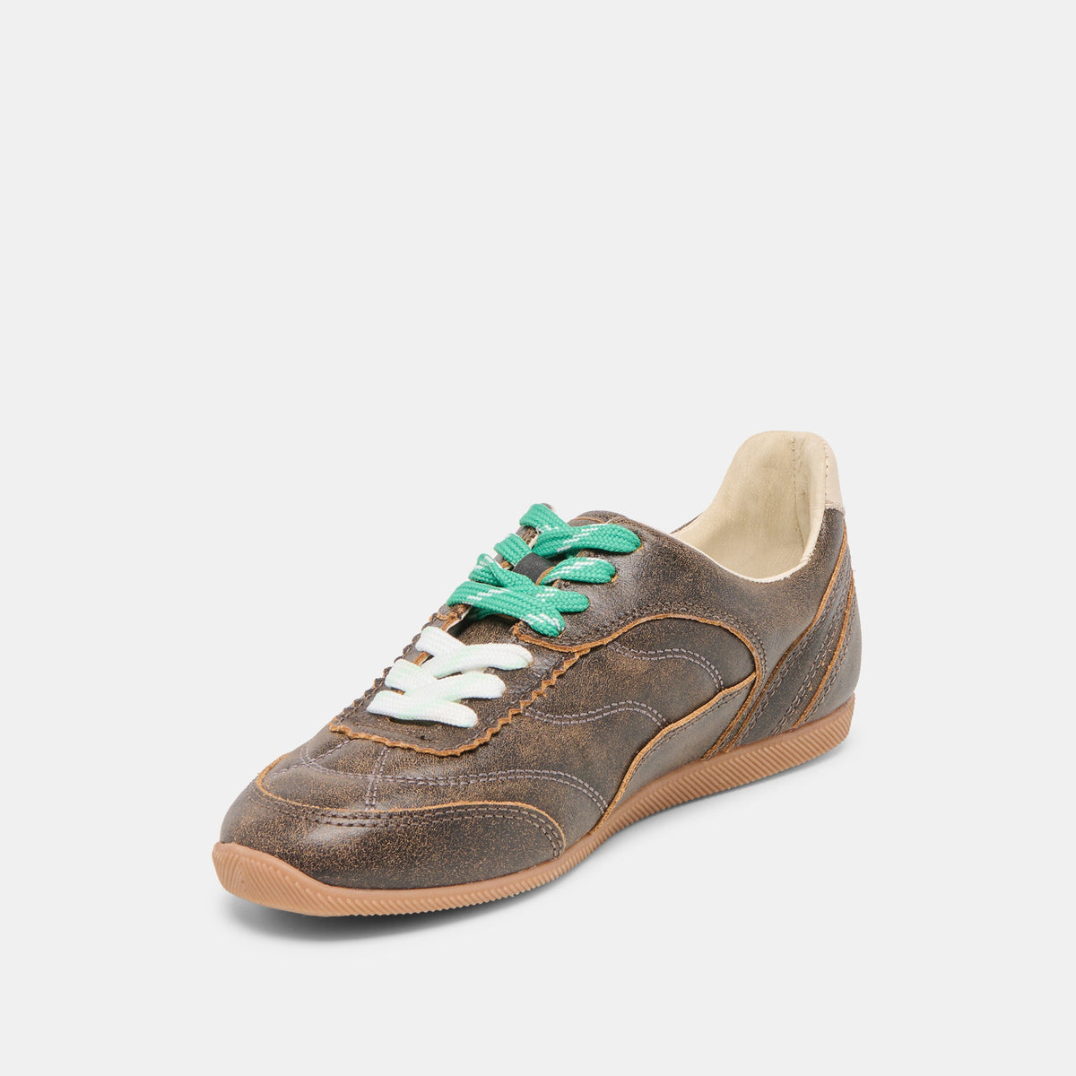 Laini Brown Distressed Leather Sneakers | Dolce Vita