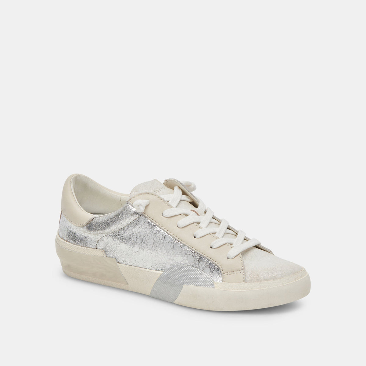 Zina Sneakers Chrome Distressed Leather | Chrome Leather Sneakers
 – Dolce Vita | Dolce Vita