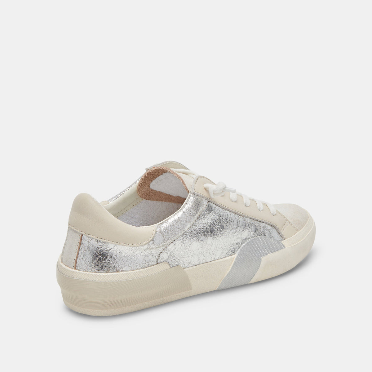 Zina Sneakers Chrome Distressed Leather | Chrome Leather Sneakers
 – Dolce Vita | Dolce Vita