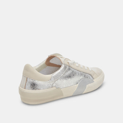 Zina Sneakers Chrome Distressed Leather | Chrome Leather Sneakers
 – Dolce Vita | Dolce Vita