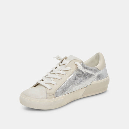 Zina Sneakers Chrome Distressed Leather | Chrome Leather Sneakers
 – Dolce Vita | Dolce Vita