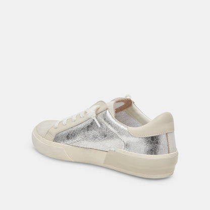 Zina Sneakers Chrome Distressed Leather | Chrome Leather Sneakers
 – Dolce Vita | Dolce Vita