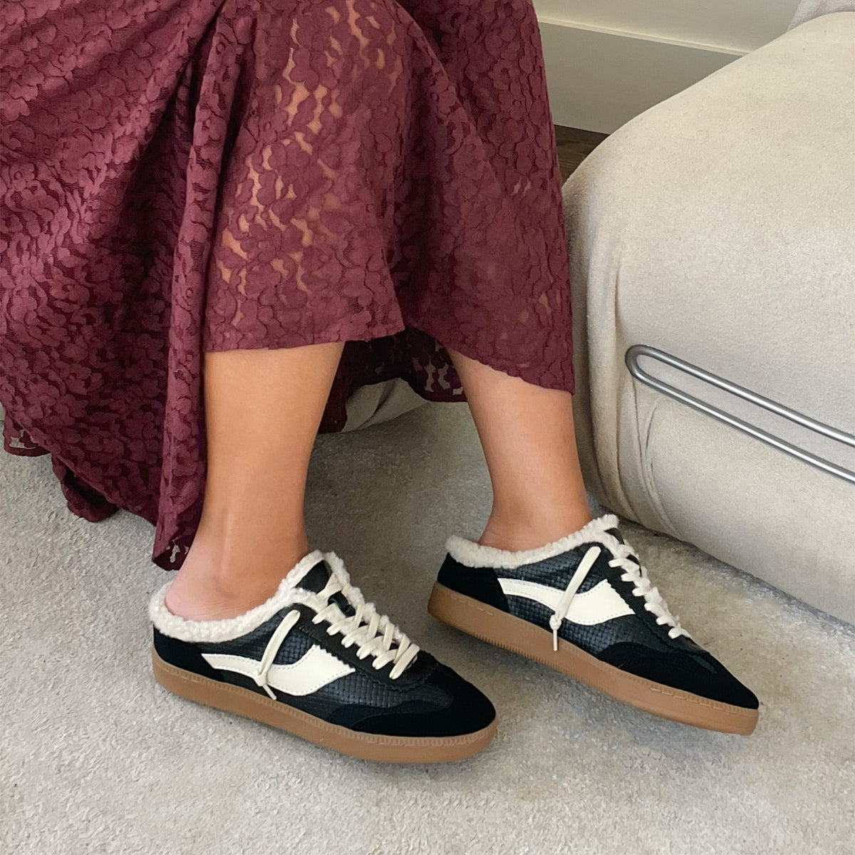 Notice Slide Plush Black Woven Leather Sneakers | Dolce Vita
