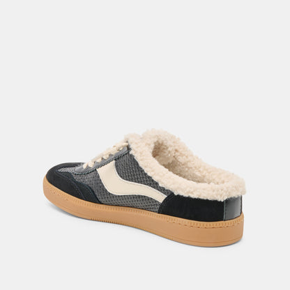 Notice Slide Plush Black Woven Leather Sneakers | Dolce Vita