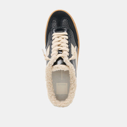Notice Slide Plush Black Woven Leather Sneakers | Dolce Vita