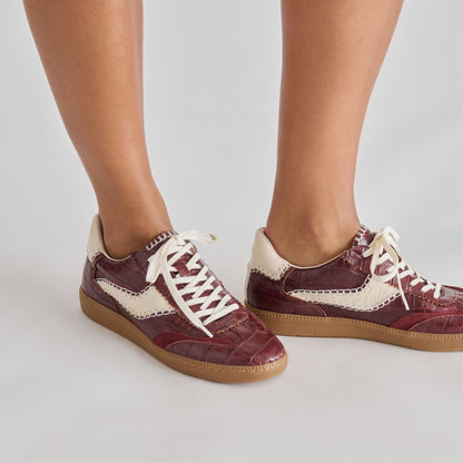 NOTICE STITCH SNEAKERS OXBLOOD CROCO EMBOSSED LEATHER
 – Dolce Vita | Dolce Vita