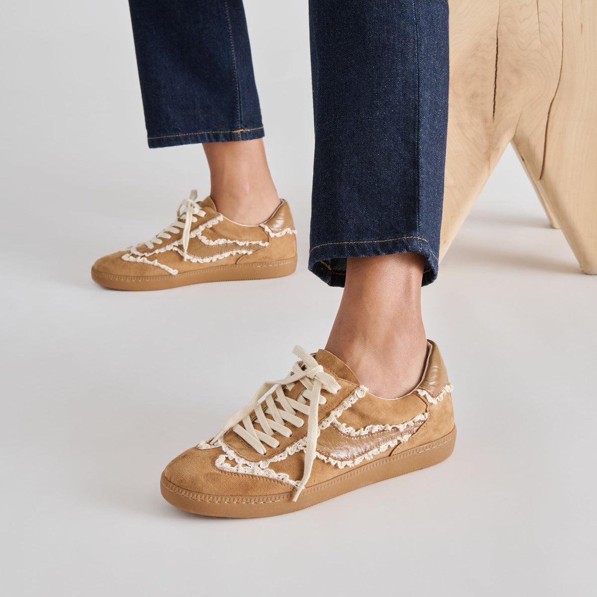 Notice Lace Lt Brown Suede Sneakers | Dolce Vita