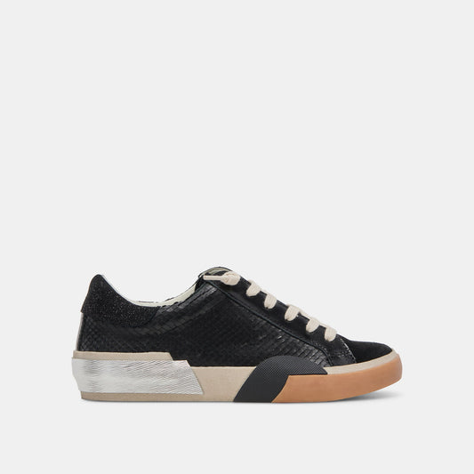 Zina Sneakers Onyx Embossed Leather | Women's Sneakers
 – Dolce Vita | Dolce Vita