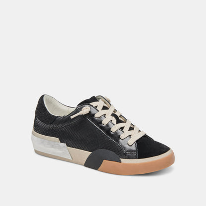 Zina Sneakers Onyx Embossed Leather | Women's Sneakers
 – Dolce Vita | Dolce Vita