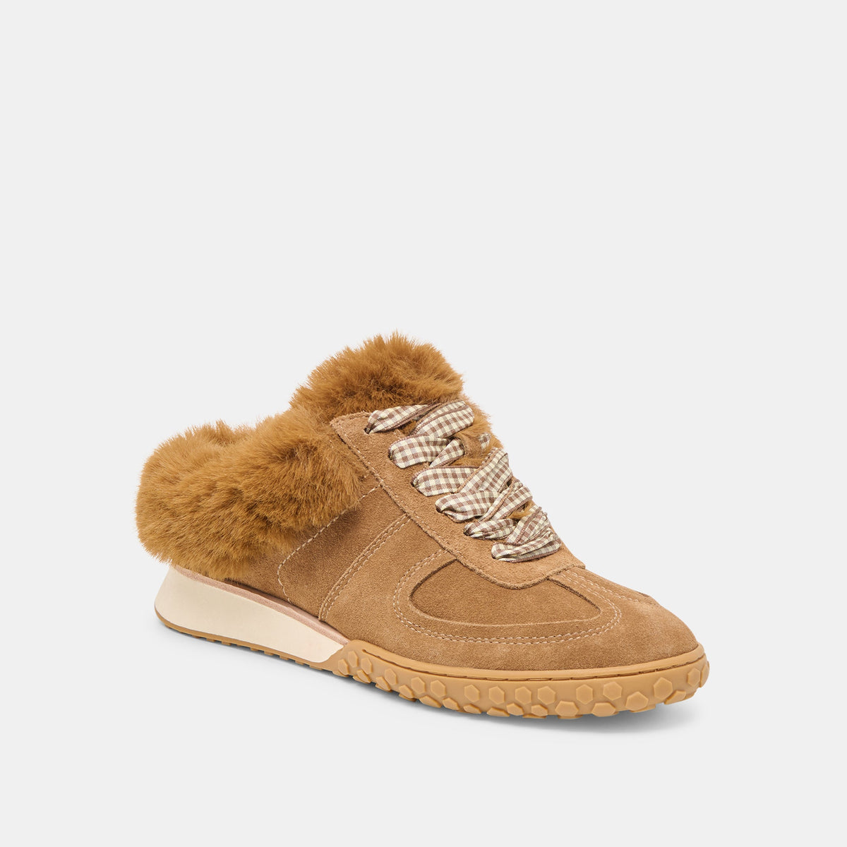 Izzey Plush Lt Brown Suede Sneakers | Dolce Vita