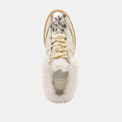 Izzey Plush Platinum Leather Sneakers | Dolce Vita