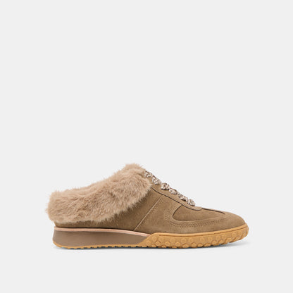 Izzey Plush Olive Suede Sneakers | Dolce Vita