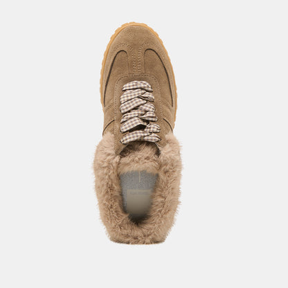 Izzey Plush Olive Suede Sneakers | Dolce Vita