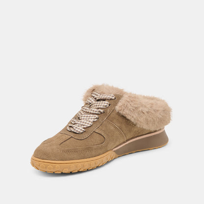 Izzey Plush Olive Suede Sneakers | Dolce Vita