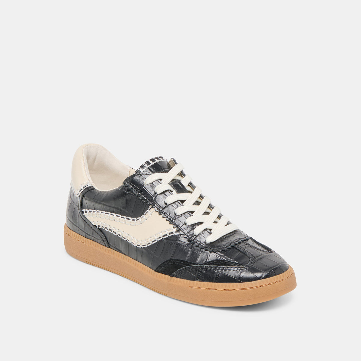 NOTICE STITCH SNEAKERS NOIR CROCO EMBOSSED LEATHER
 – Dolce Vita | Dolce Vita
