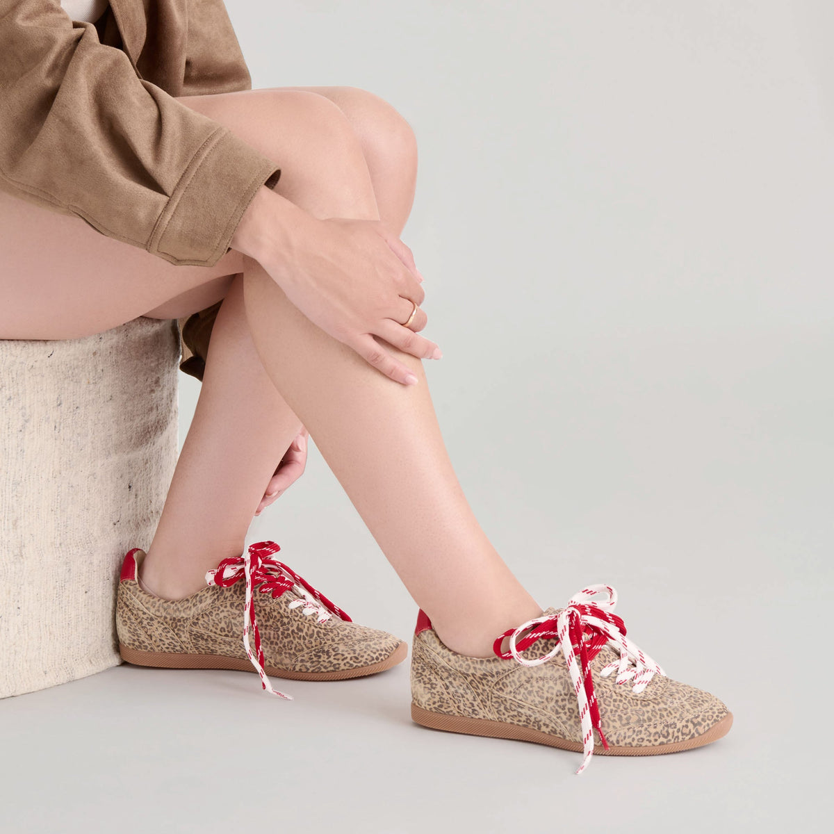 Laini Tan Leopard Printed Suede Sneakers | Dolce Vita
