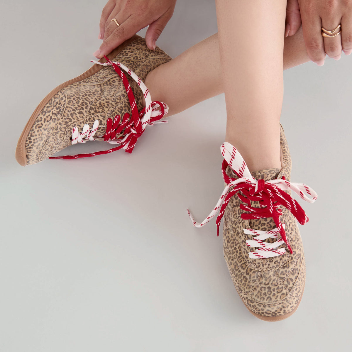 Laini Tan Leopard Printed Suede Sneakers | Dolce Vita