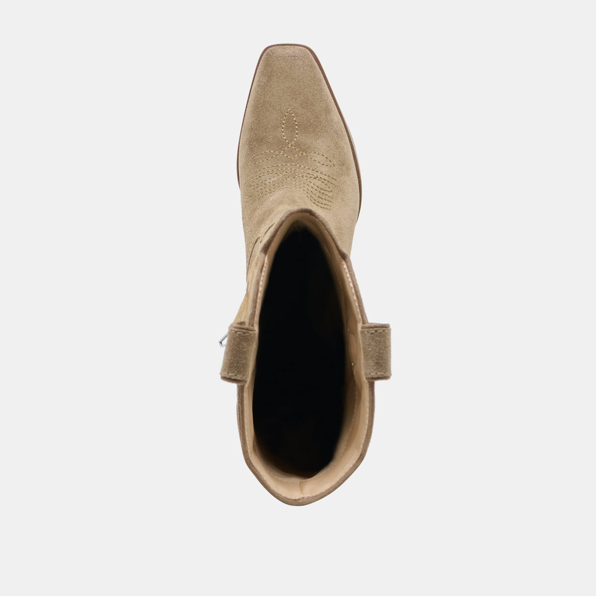 LUNI Taupe Suede Knee-High Pointed Toe Western Boots | Dolce Vita