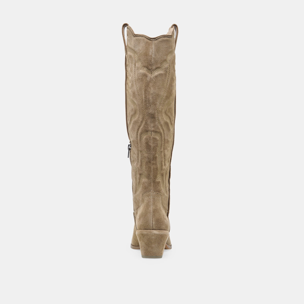 LUNI Taupe Suede Knee-High Pointed Toe Western Boots | Dolce Vita