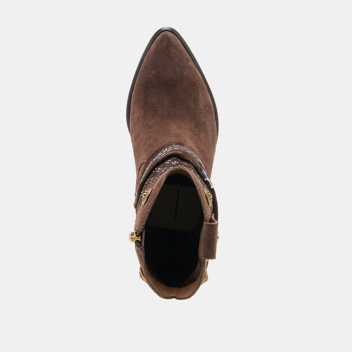 MEKALA Dk Brown Suede Pointed-Toe Ankle Western Boots | Dolce Vita