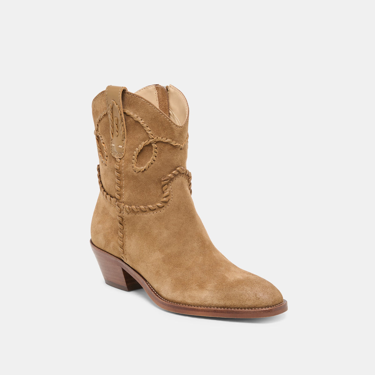 RUDO Lt Brown Suede Western Pointed-Toe Ankle Boots | Dolce Vita