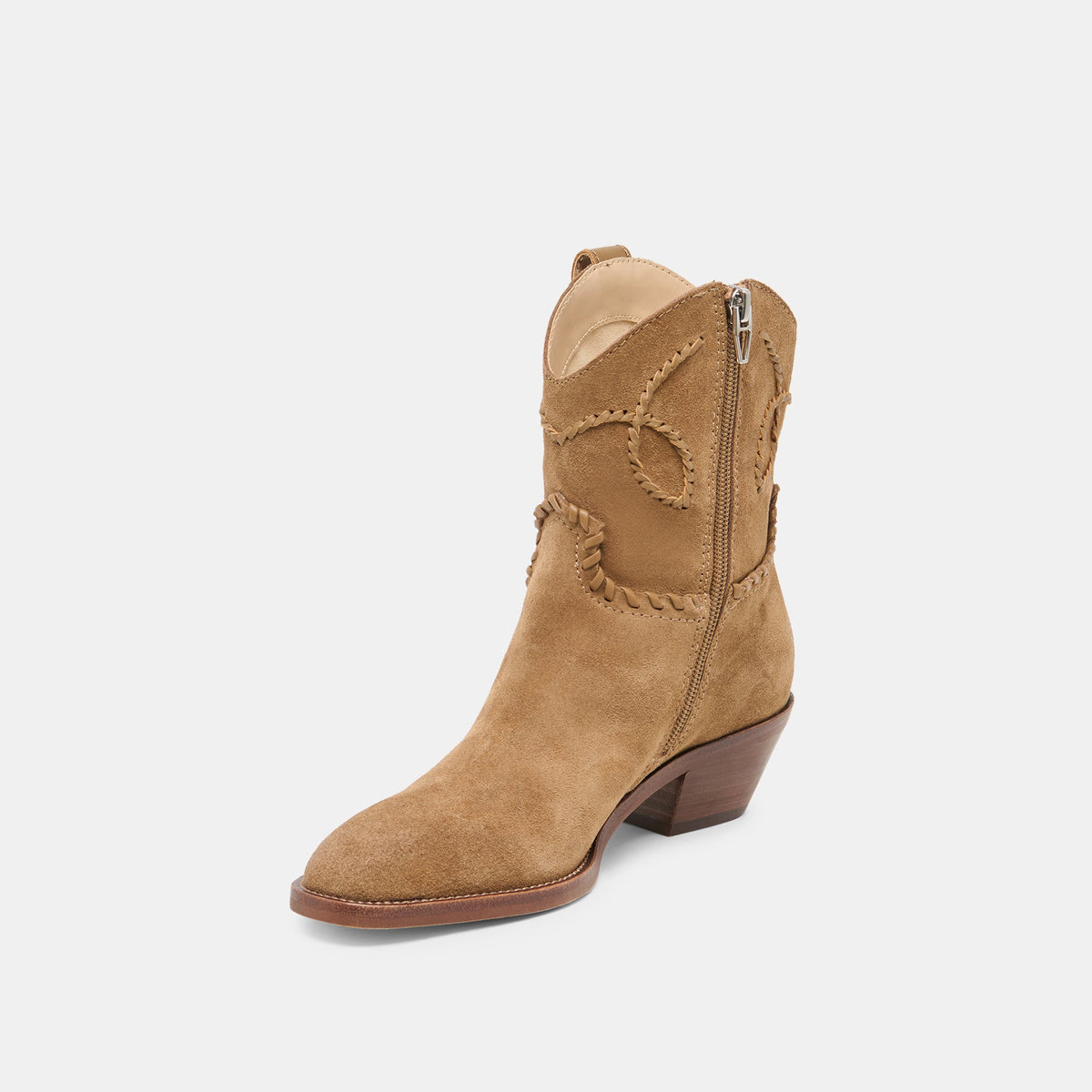 RUDO Lt Brown Suede Western Pointed-Toe Ankle Boots | Dolce Vita