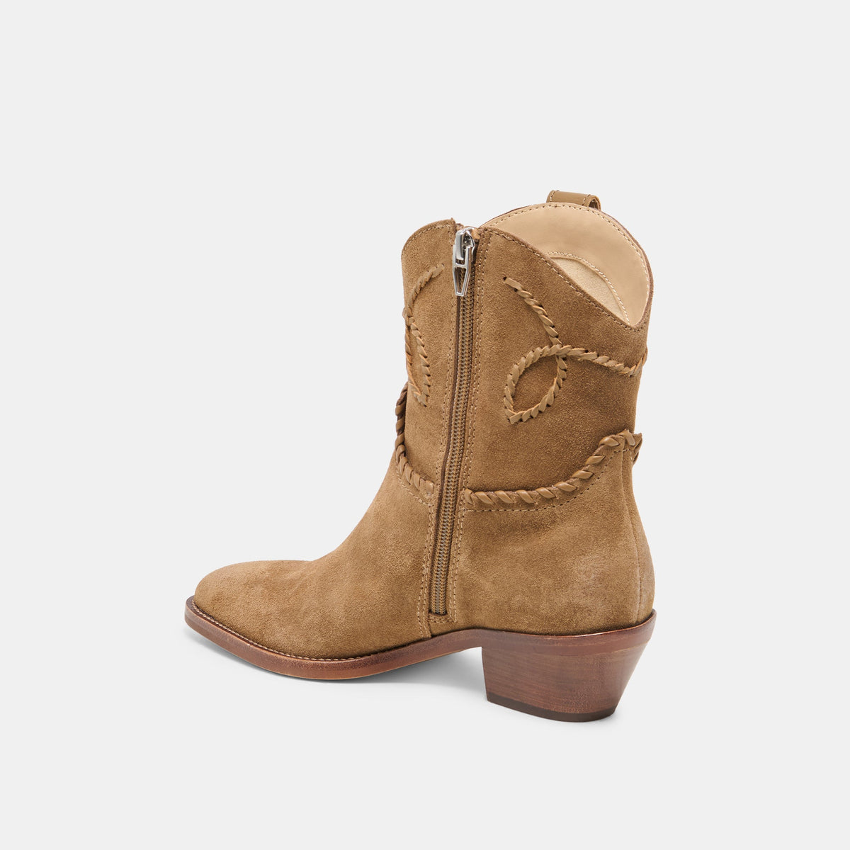 RUDO Lt Brown Suede Western Pointed-Toe Ankle Boots | Dolce Vita