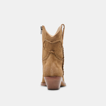 RUDO Lt Brown Suede Western Pointed-Toe Ankle Boots | Dolce Vita