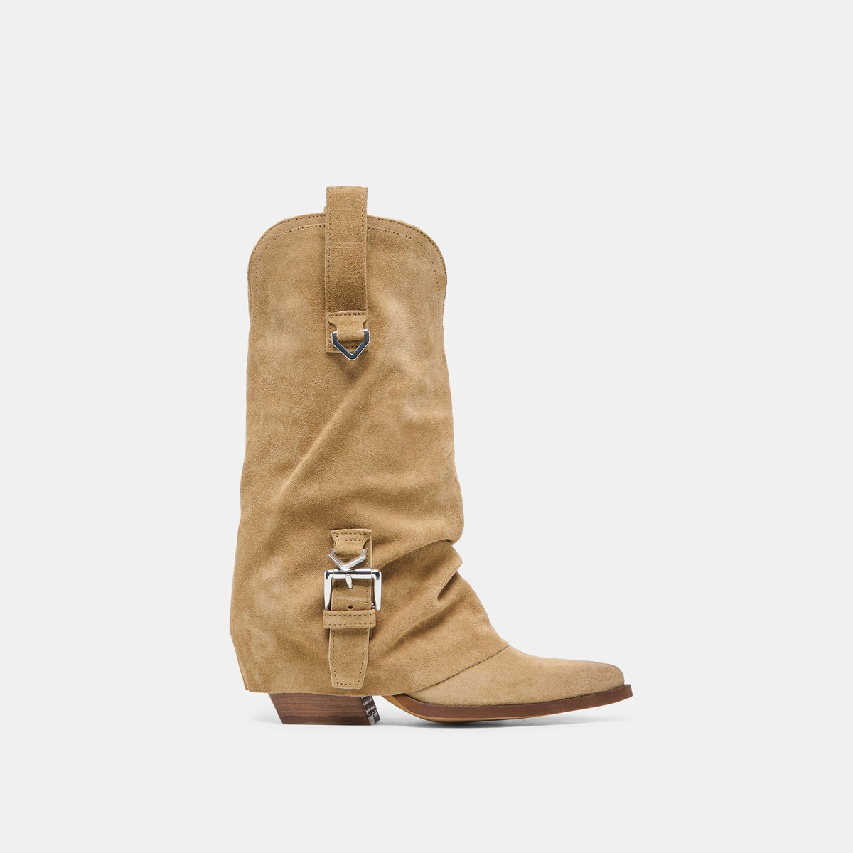 ROGUE Camel Suede Mid-Calf Western Slouch Boots | Dolce Vita