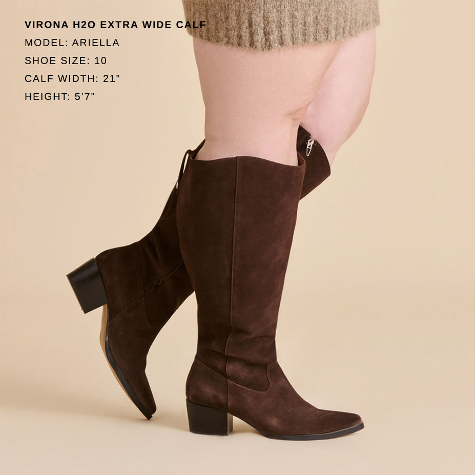 Virona H2O Waterproof Dk Brown Suede Extra Wide Calf Boots | Dolce Vita
