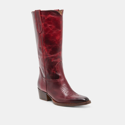 VIGLA Garnet Leather Pointed-Toe Western Boots | Dolce Vita