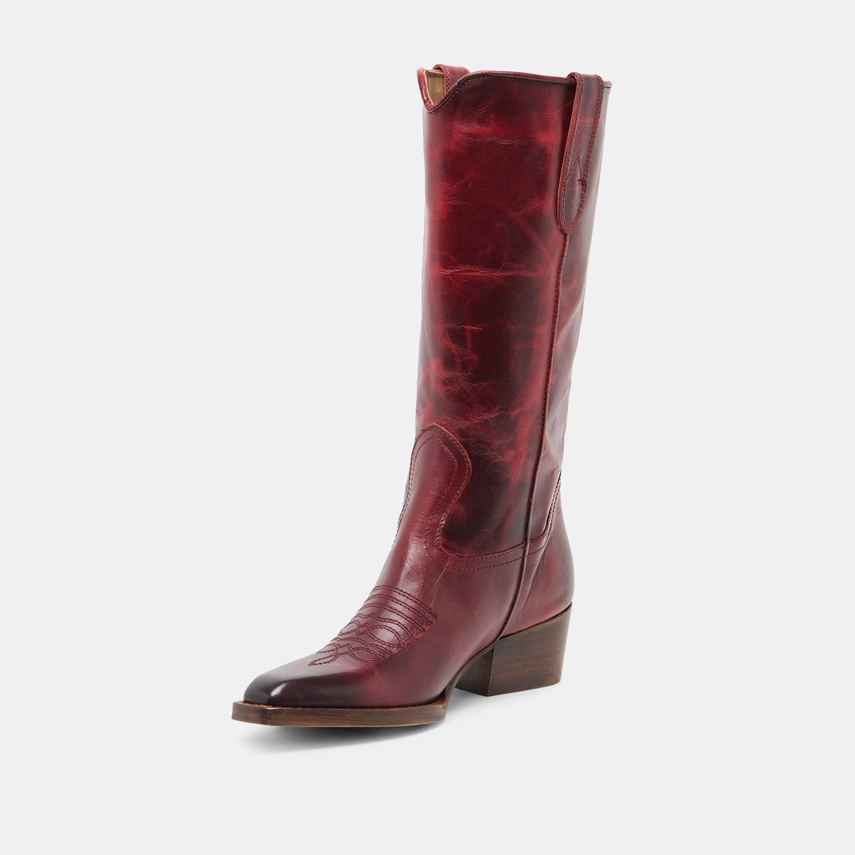VIGLA Garnet Leather Pointed-Toe Western Boots | Dolce Vita