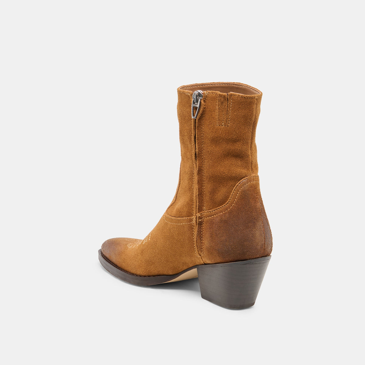 KLYDE Cognac Suede Block Heel Ankle Boots | Dolce Vita
