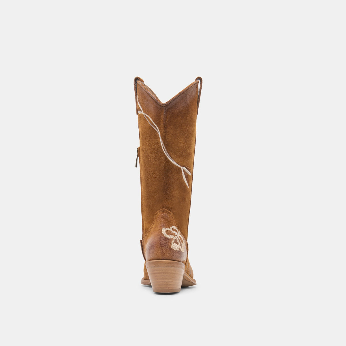 BRANDO Tan Suede Embroidered Pointed-Toe Western Boots | Dolce Vita