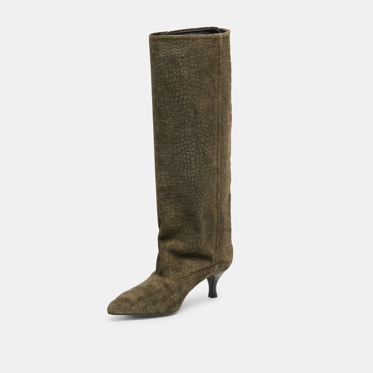 Roxla Olive Croco Embossed Leather Boots | Dolce Vita