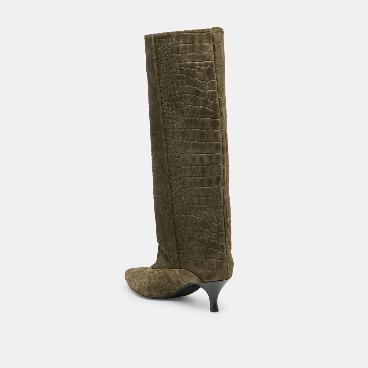 Roxla Olive Croco Embossed Leather Boots | Dolce Vita
