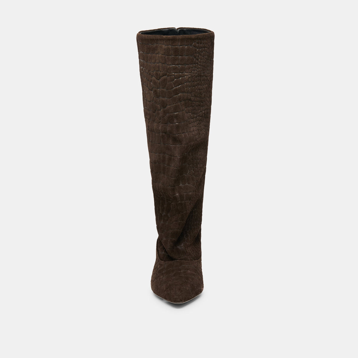Roxla Dk Chocolate Croco Embossed Leather Boots | Dolce Vita