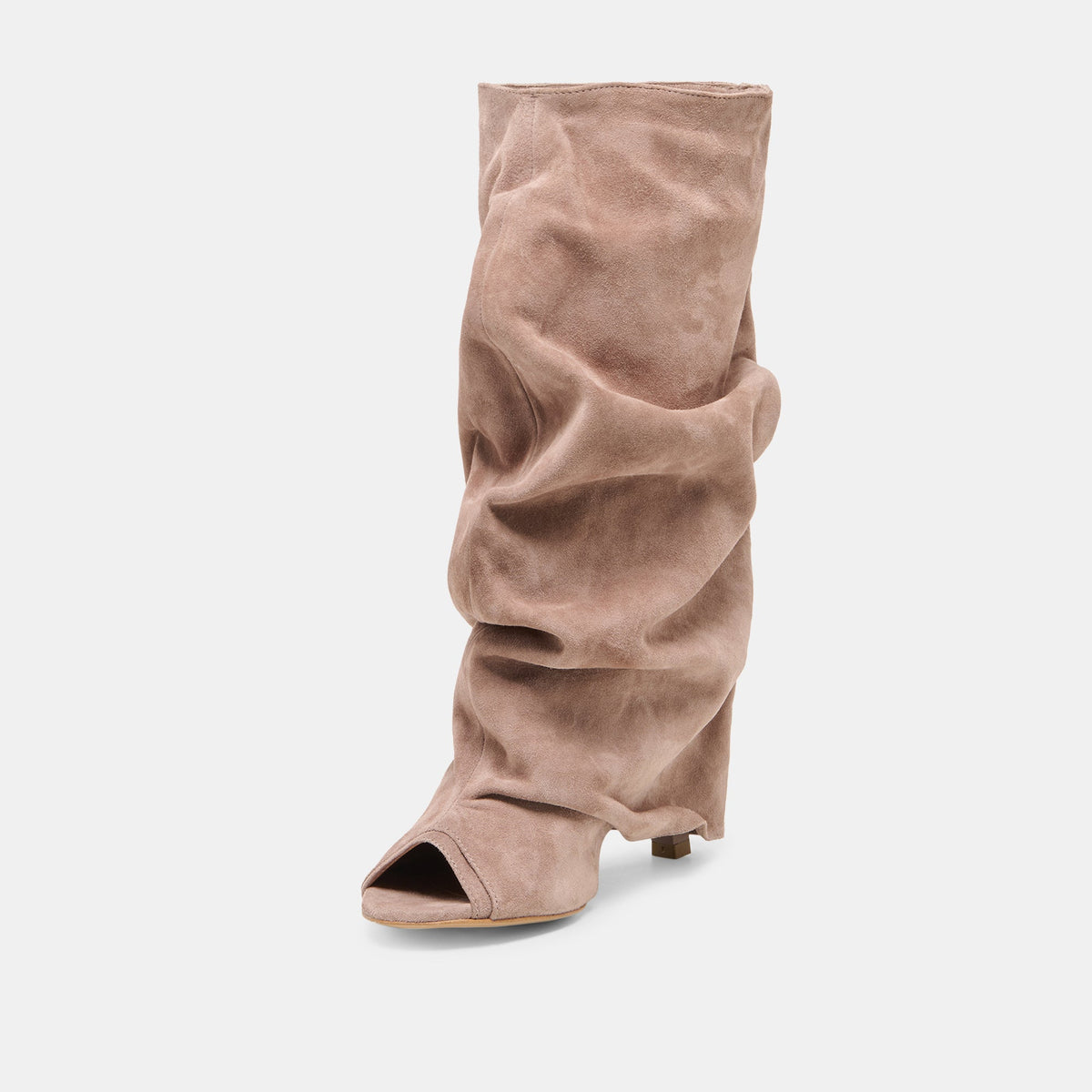 CLYFF Taupe Suede Slouch Foldover Open-Toe Boots | Dolce Vita