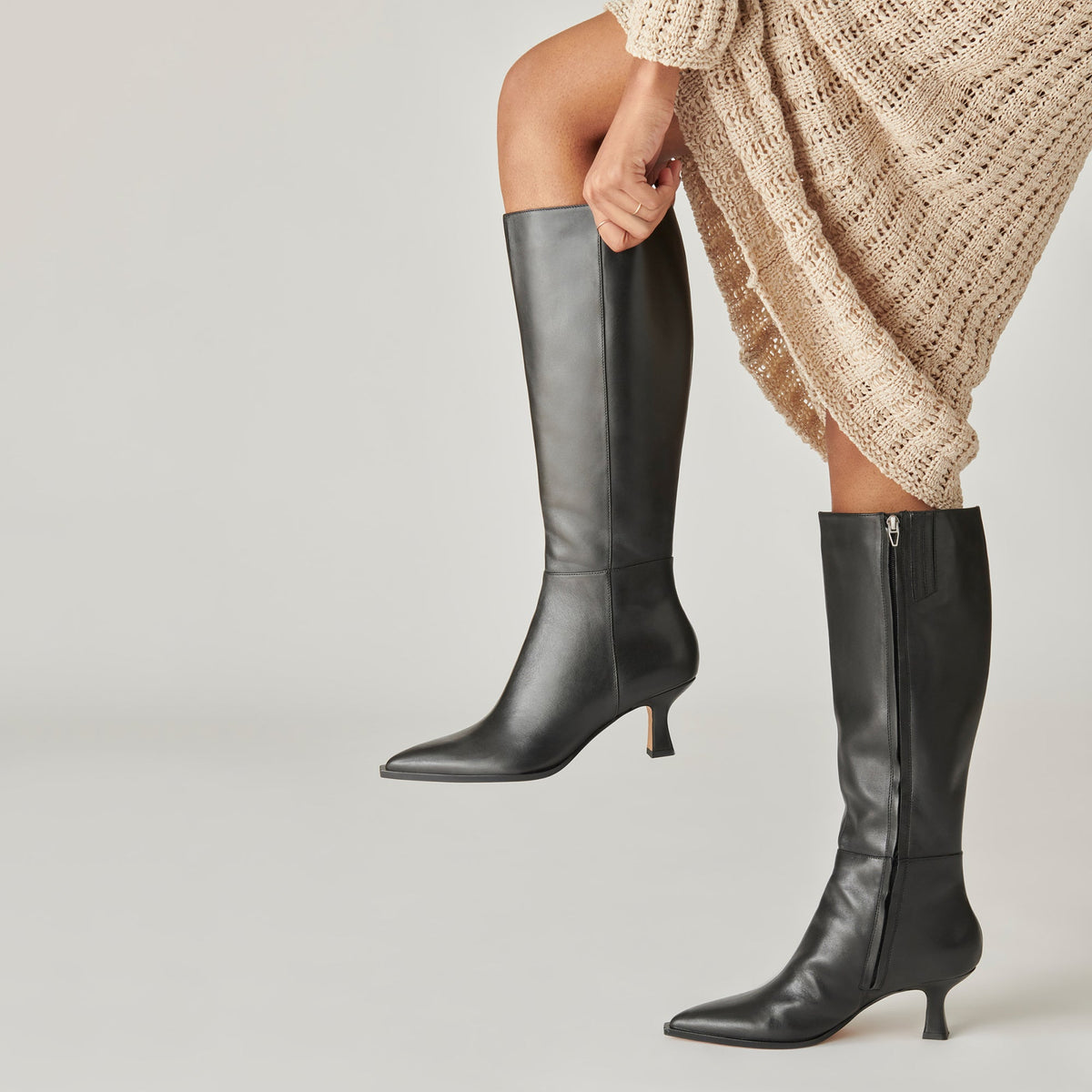 Auggie Black Leather Boots | Dolce Vita