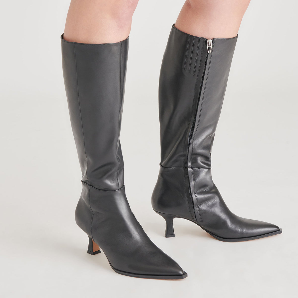 Auggie Black Leather Boots | Dolce Vita