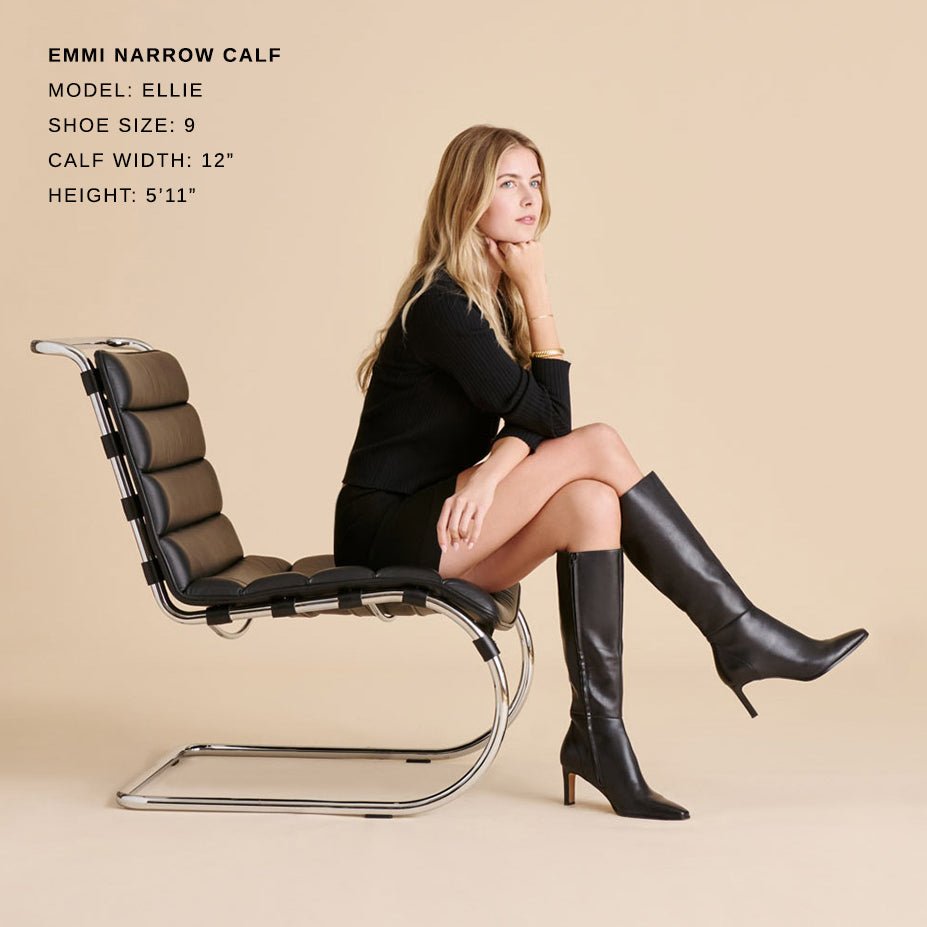 Emmi Black Leather Narrow Calf Boots | Dolce Vita